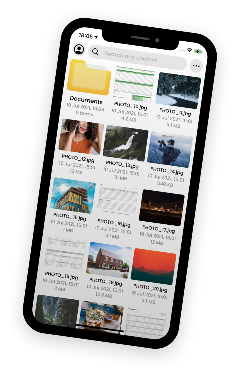 Screenshot of the DocuMate Scanner application on a mobile phone with icons of information resources available for application