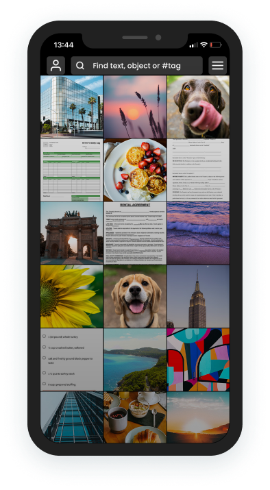 Screenshot of the Snappii Folder application on a mobile phone with icons of information resources available for application