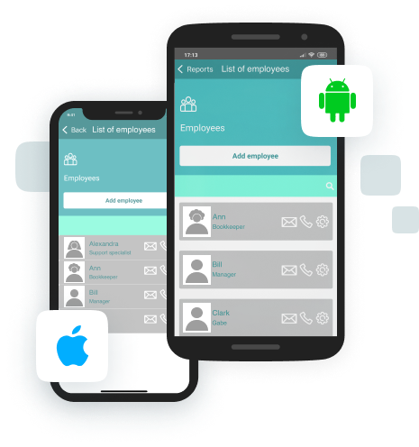 2 mobile phones with the same cross-platform application for Android and IOS
