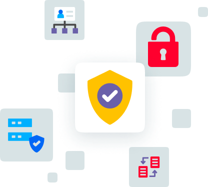 Security, scalability, reliability and manageability icons